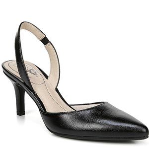 Life Stride Shane Black Pointy Toe Sandal Heel Pump